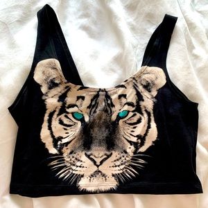 UO tiger print scoop back crop tank top (as seen on parks and rec!)